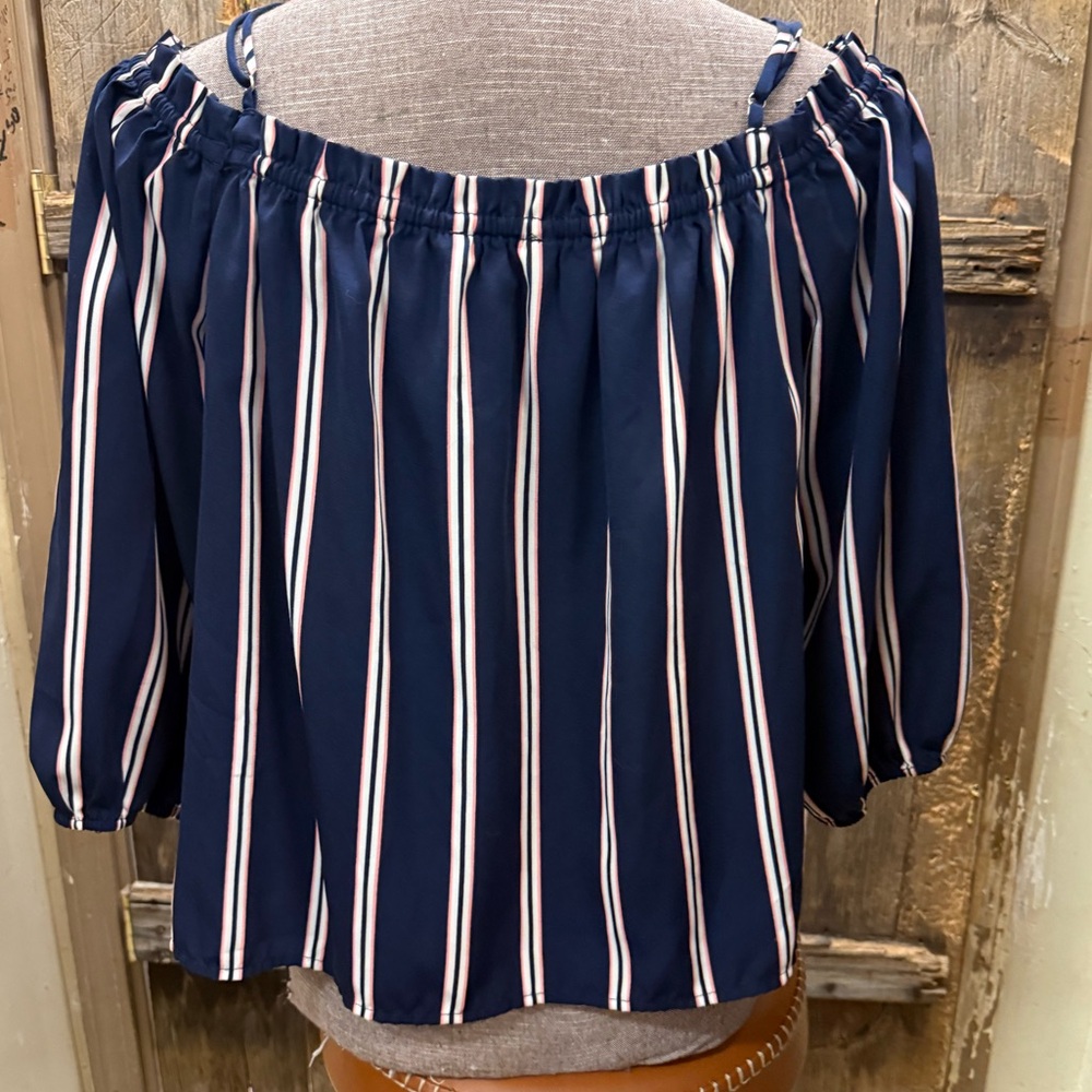 Forever 21 Navy and White Striped Blouse - Picture 2 of 3
